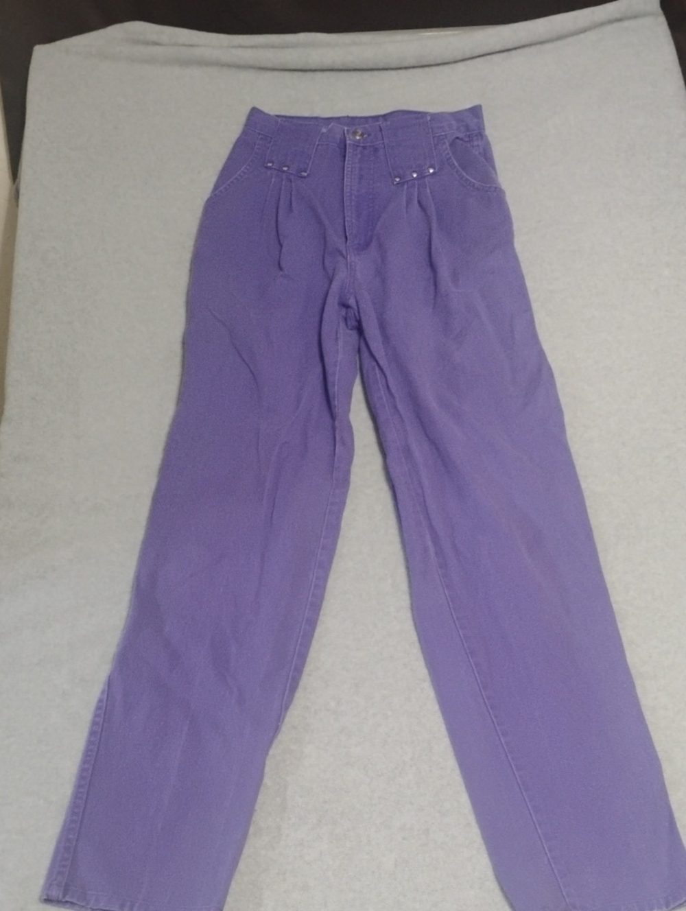 High-Rise Purple Women's Jeans with Pleated Front